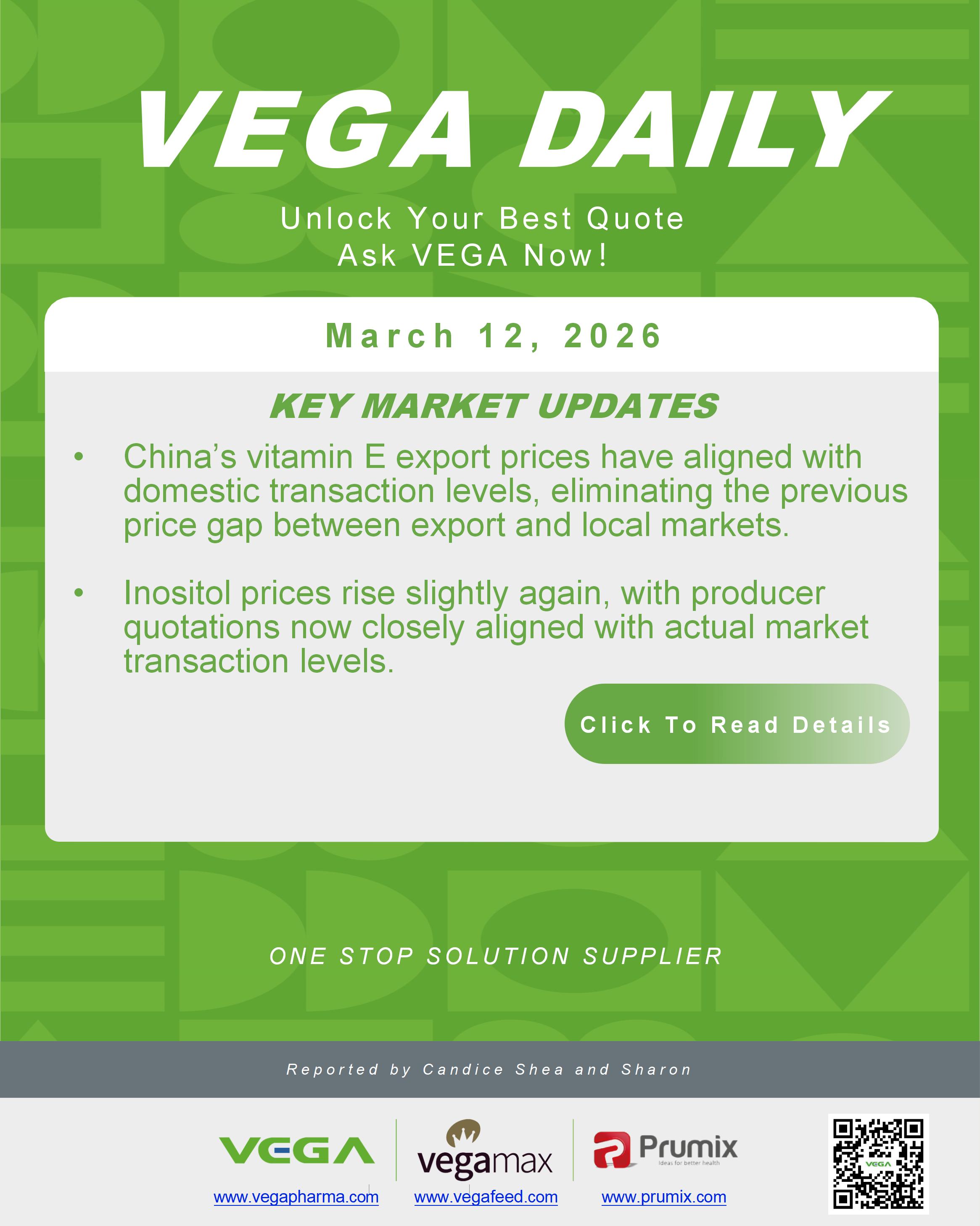 VEGA Daily Dated on March 12th 2026 Vitamin Amino Acid APl Food Additives.jpg